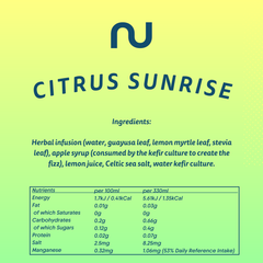 ingredients and nutritional information for citrus sunrise energy drink